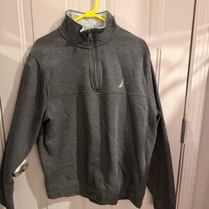 Nautica Dark Charcoal Gray Half-Zip Sweater Pullover
